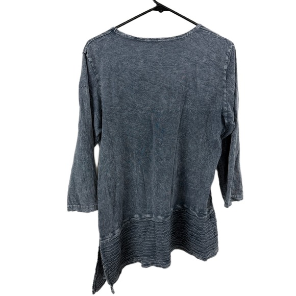 Jess and Jane Tunic Top Womens Medium Gray Floral Shirt Texture Mineral Boho USA - Picture 8 of 10